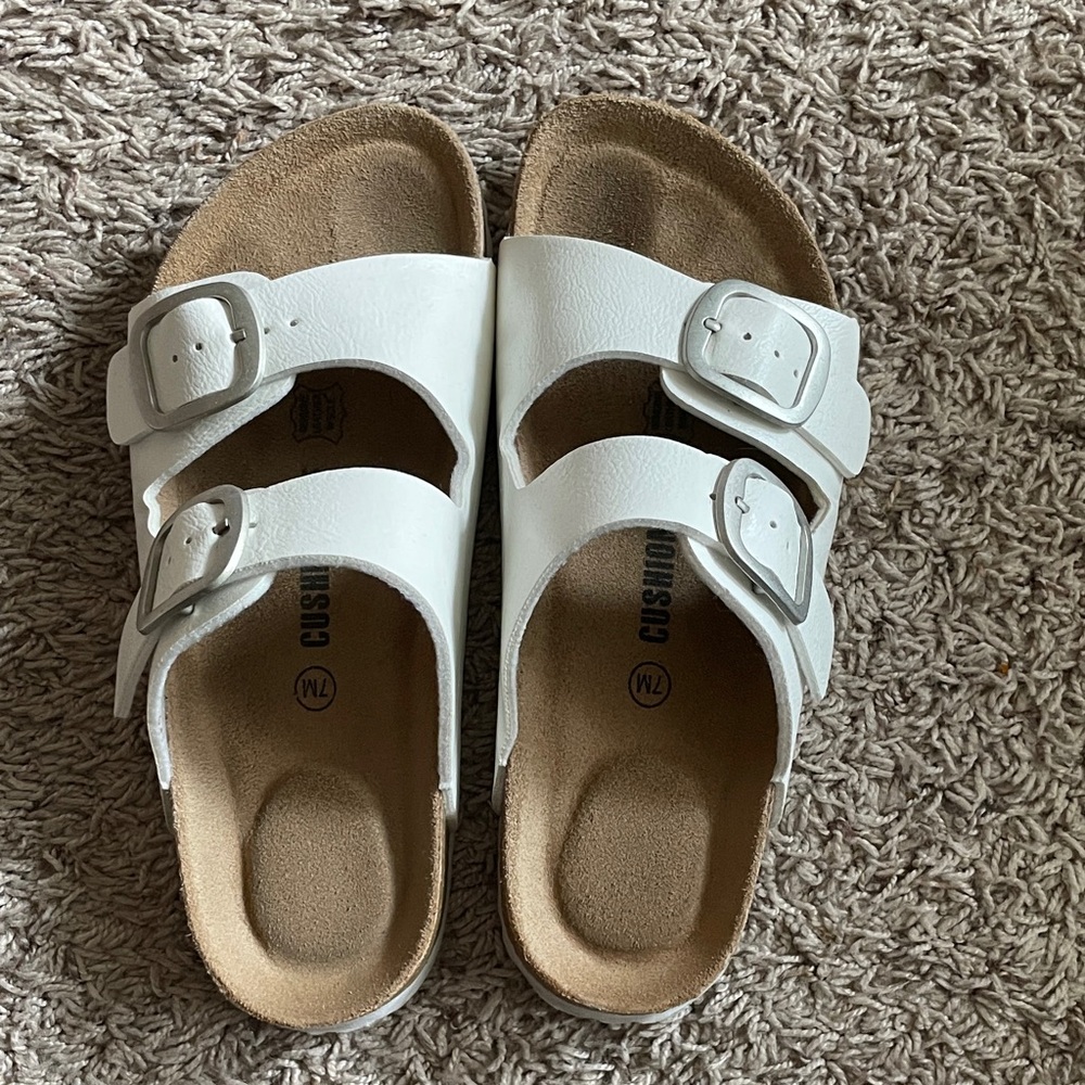 White Cushionaire Sandals - Picture 1 of 6